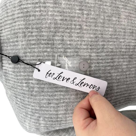 For Love & Lemons Emery Knit Crop‎ Top Cardigan Sweater Gray Size XXS - Picture 9 of 12